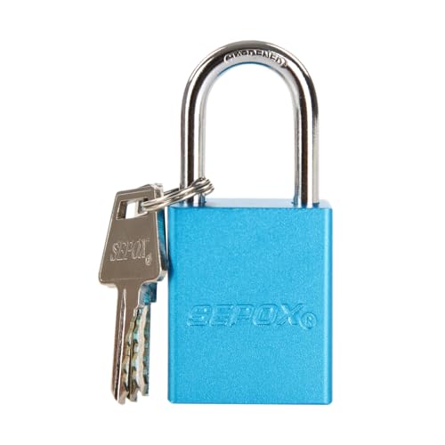 Image of SEPOX Ultra-Durable & Anti-Rust Outdoor Blue Aluminum Padlock - 38mm 1-1 /2 inch with Long Shackle & 3 Big Different Keys Ideal for Gate, Storage, Locker, Fence and Lock-Out, High Security
