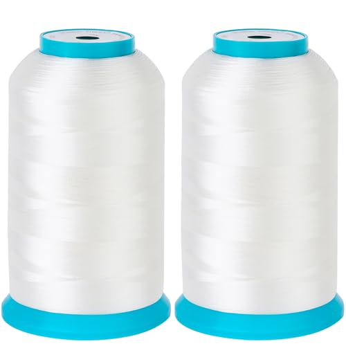 New brothread Set of 2 White Huge Spool 5000M (5500Y) Bobbin Thread for Embroidery and Sewing Machines