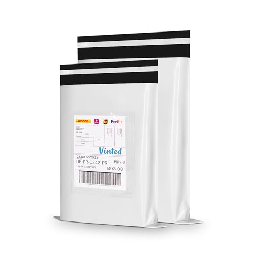 RAGO® Bolsas envio Vinted L-25 unidades I XL – 25 unidades + albaranes de entrega 50 unidades I Bolsas de envío autoadhesivas y opacas I Bolsas de plástico con cierre