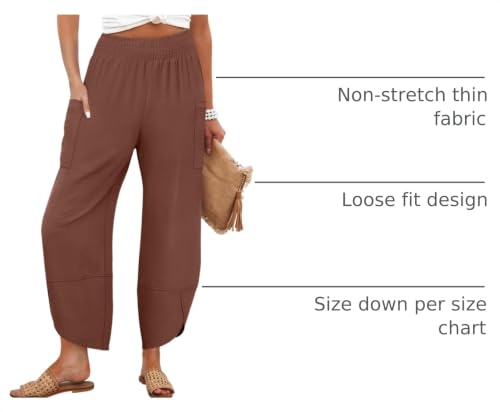 Image of ANRABESS Womens Wide Leg Palazzo Capri Pants 2026 Summer Casual High Waisted Barrel Lounge Flowy Cropped Beach Work Trousers