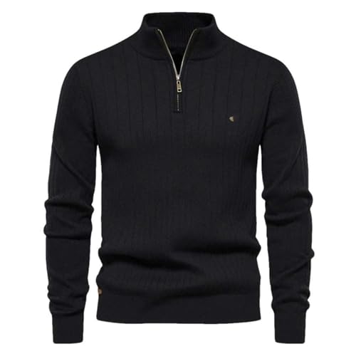Autumn Men's Zipper Pullover Sweater Warm Winter Stand Collar Cotton Knitted Sweater for Men