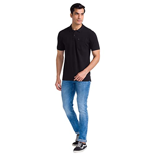 Image of Parx Men's Pure Cotton Solid Pattern Regular Fit Rib Collar Polo Neck Half Sleeve Casual T-Shirt