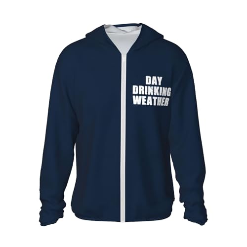 Vintage Day Drinking Weather Men's Sun Protection Shirts with Zipper Women's Long Sleeve SPF Uv Shirt,