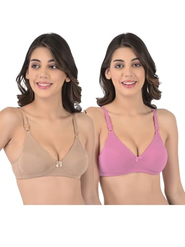 Image of Softline Women's Cotton Blend Wire-Free Non-Padded Plunge Bra Combo | Comfortable & Breathable Everyday Wear (Pack of 2)