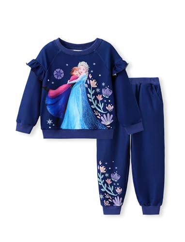 Image of Disney Frozen Toddler Girl Outfits Long Sleeve Shirt and Pocket Pant Clothing Sets Fall Casual Pullover Dailywear