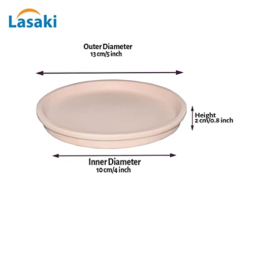 Image of Lasaki Round Ceramic Trays (Plates Saucers) for Pots, planters, Flower, Succulent(Set of 2,Pink,4 inch) R4(Plants not Included)
