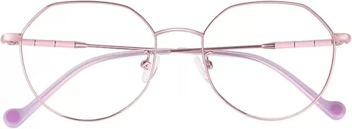 Gafas De Lectura Ultraligeras De Moda, Mujer, Gafas De Presbicia De Metal Claro Anti-Azul, Rosa, 3.0X