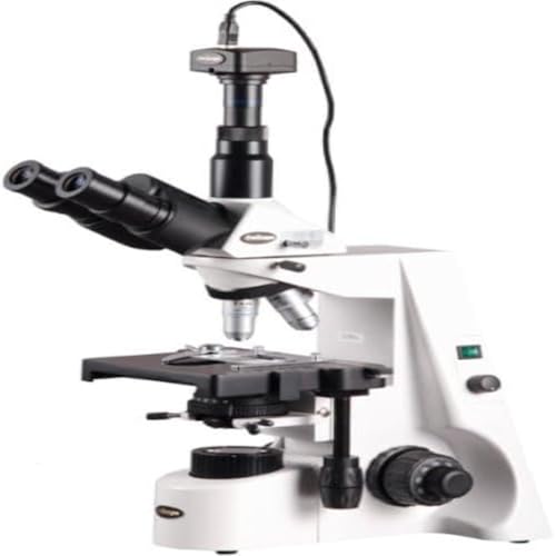 Image of AmScope T690C-M Digital Trinocular Compound Microscope, 40X-2500X Magnification, WH10x and WH25x Super-Widefield Eyepieces, Infinity Objectives, Brightfield, Kohler Condenser, Double-Layer Mechanical Stage, Includes 1.3MP Camera with Reduction Lens and Software