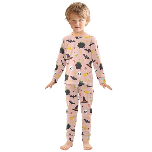 Pajama Sets Long Sleeve Halloween Themed Seamless Pattern Design Soft Comfy Sleepwear 2 Piece PJS 3-8T2