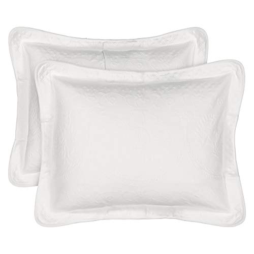 King Charles Modern Farmhouse Floral Matelasse Decorative Pillowcase, 100% Cotton Breathable Bedding, King Sham (20" x 36"), White