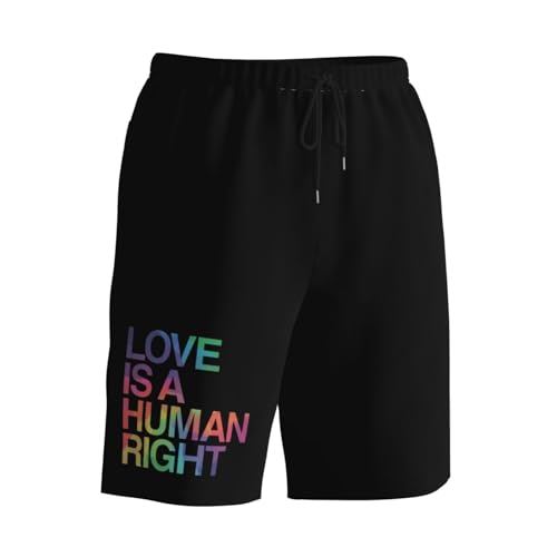 Love is Human Right LGBT Gay Pride Mens Swim Trunks Quick Dry Board Shorts 7" - Hawaii Beach Swimwear3