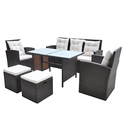 vidaXL Juego Comedor de Jardín Ratán Sintético Marrón Muebles Patio Exterior