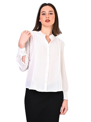 Image of Women's Regular Fit Solid Pleated Cotton Blend Shirts