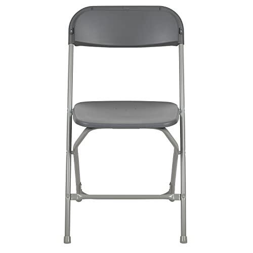 Image of Flash Furniture Hercules Series Plastic Folding Chair - Grey - 2 Pack 650LB Weight Capacity Comfortable Event Chair-Lightweight Folding Chair