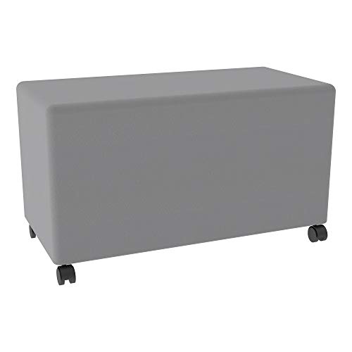 Image of Sprogs 18 inch H Structured Rectangle Stool -Flexible Modular Collaborative Soft Seating for Office, Home, Lounge and School Classrooms with Durable Frame & Set of 2 inch Casters Add-on -Fern Green