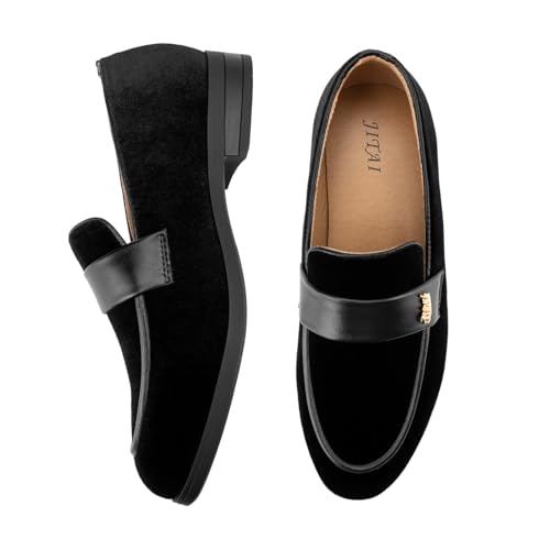 Image of JITAI Boys Dress Loafers for Weddings & School, Breathable Slip-On Leather Tuxedo Shoes, Toddler to Preteen