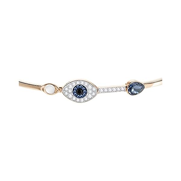 SWAROVSKI Women's Symbolic Evil Eye Bangle Bracelet, Blue Crystal, Mixed Metal Finish, Medium