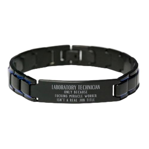 Christmas Laboratory Technician Adjustable Metal Bracelet Laboratory Technician Only Because Fucking Miracle Worker Isn't a Real Job Title, Sarcastic Laboratory Technician Birthday Engraved Gifts