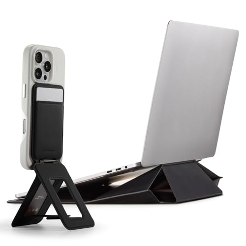 MOFT Phone Tripod Stand, MagSafe Wallet Tripod Stand, NFC-Supported Phone Wallet Jet Black & Laptop Sleeve Bag for 15"-16" Night Black