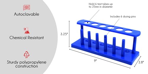 EISCO Test Tube Stand, Polypropylene, 25mm Dia. Holes for 6 Tubes