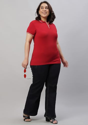 Image of Wear Your Opinion Women's Plus Size Tipped Collar Neck Polo Tshirt