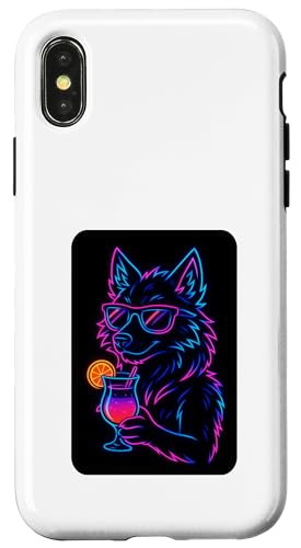 クールなオオカミのドリンクカクテル スマホケース iPhone X/XS 用