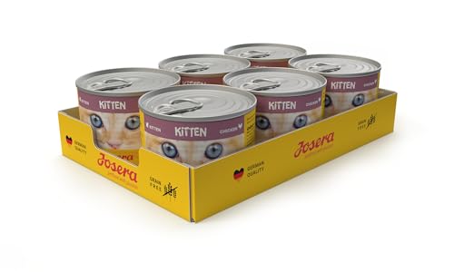 JOSERA Nassfutter Kitten Chicken (6 x 200 g) | Kitten | Premium Katzenfutter nass für wachsende Katzen | Huhn & Kürbis | mit Lachsöl | getreidefrei | Anti-Haarballen | Alleinfutter | 6er Pack