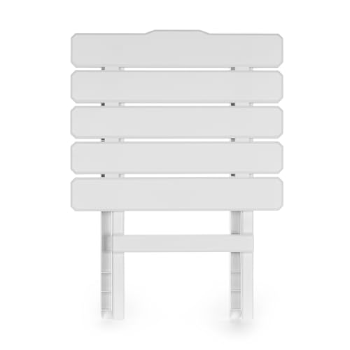 Image of Camco Adirondack Style Folding Plastic Large Table with Footrest Design and Easy to Setup Construction for Indoor or Outdoor Use, White