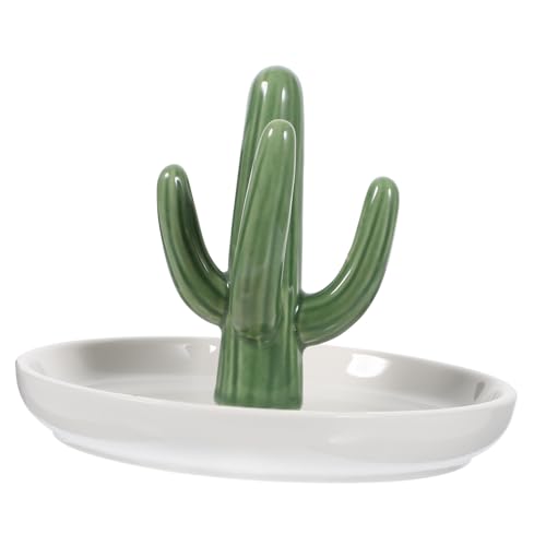 Cabilock Bandeja De Joyería De Cactus Cajas Soportes Mostrar Plato Poseedor Concha Porta Cubiertos Decoración Pararse Soporte De Exhibición Bandejas Cesta Compartimiento Joyas Tapa Cerámica