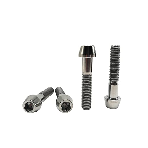 Image of RISON Titanium Bolts Ti Bolt M6*1.0 * 40 Hex Tapered Socket Head 5Pcs Original Titanium Hex Tapered Head Bolt Screw for Bike stem