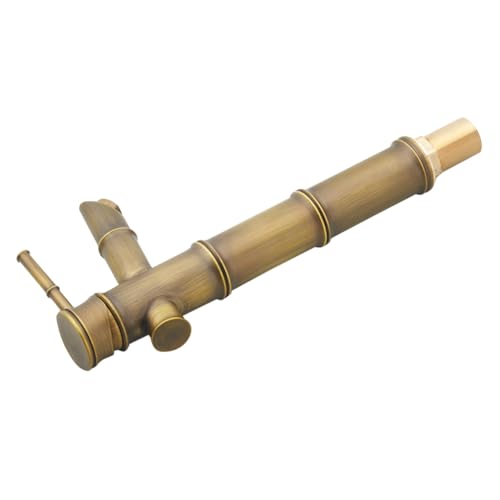 SEWACC Robinet de Lavabo Rétro Bambou en Cuivre Massif Certifié Robinetterie Mélangeur Chaud-froid pour Salle de Bain Vasque 1 Trou Style Antique Robuste...