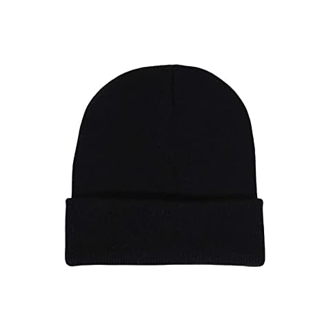 SOLY HUX Men's Beanie Hat Warm Solid Basic Winter Hat Cuffed Knit Skull Cap Black one-Size Cover
