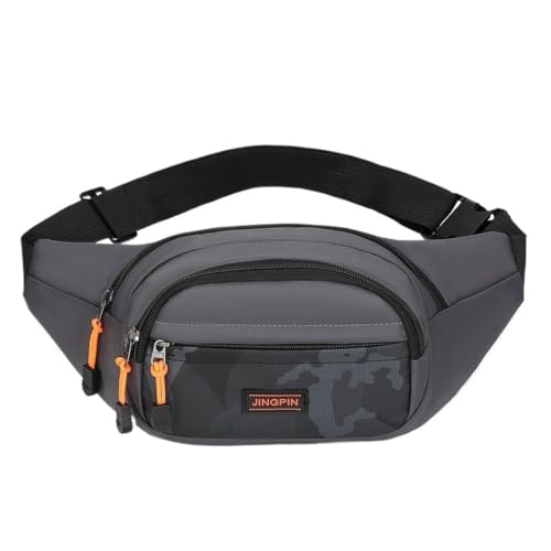 Riñonera deportiva para hombre en tela Oxford gris de gran capacidad 8 pulgadas talla única