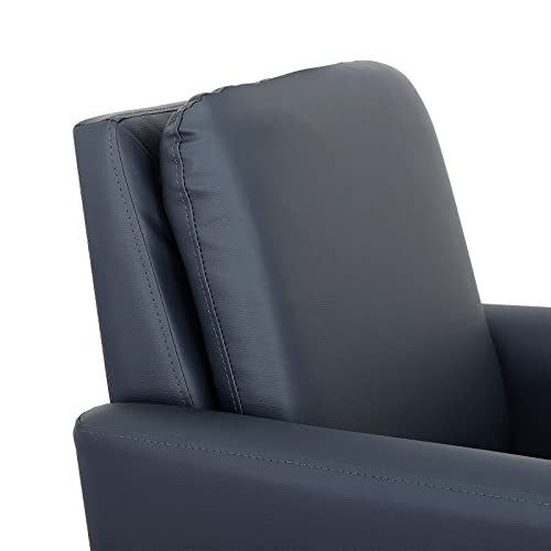 Lohoms Faux Leather Accent Chair Upholstered Living Room Arm Chair Comfortable Reading Sofa Chairs For Bedrooms Dorm Room Office Waiting Room Furniture Chair- Dark Blue #TOP6