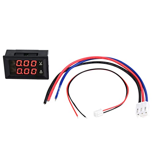 Voltímetro digital de CC, amperímetro, panel LED dual, medidor de corriente de 3 dígitos CC de 0 a 100 V, 10 A, pantalla LED roja dual con protección de polaridad inversa y diseño (Retroiluminación
