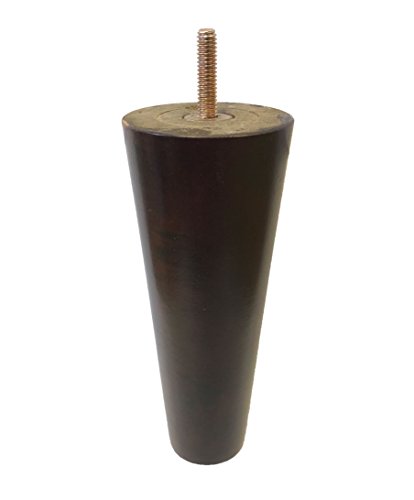 6" Mid Century Solid Cone Wood Furniture Sofa, Chair, Ottoman Round Legs Dark Walnut Finish 5/16" Bolt] - Set Of 4