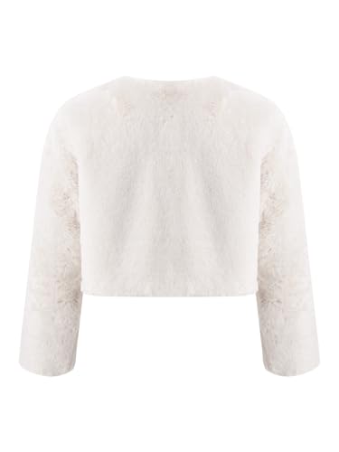 Kids Girls Faux Fur Bolero Shrugs Winter Sweater Shawl Wrap Outwear Cover Up Tops for Wedding Prom Party Dress2