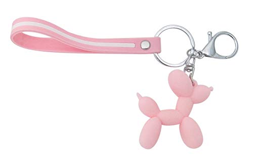 Preisvergleich Produktbild Schlüsselanhänger, Taschenschmuck, Hund, aus Kunstharz, Rosa Riemen und Karabinerhaken
