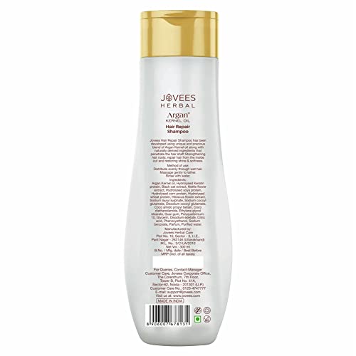 Image of Jovees Herbal Argan Kernel Oil Shampoo for Strengthen & Hair Repair, All Hair Types, Paraben & Alcohol Free, 300ml