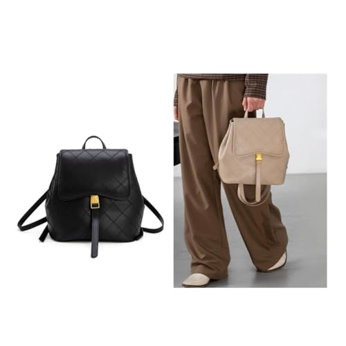 Genuine Leather Casual Daypack Women's Fashion Backpacks Handbags Travel Bags Business Laptop Bags (Color : Black, Size : Large)4