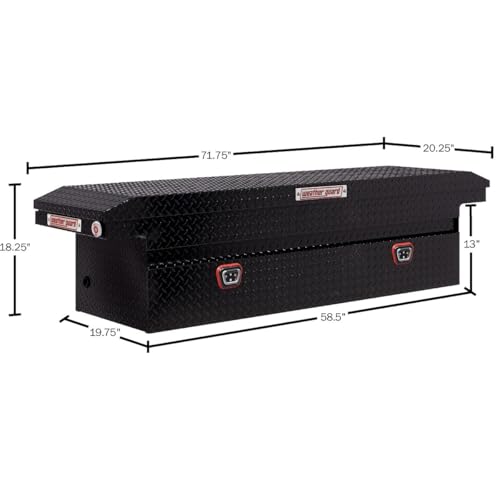 Image of Weather Guard Model 121-5-04 Saddle Truck Box, Aluminum, for Full Size Trucks, Low Profile, Gloss Black, 11.0 cu ft Capacity