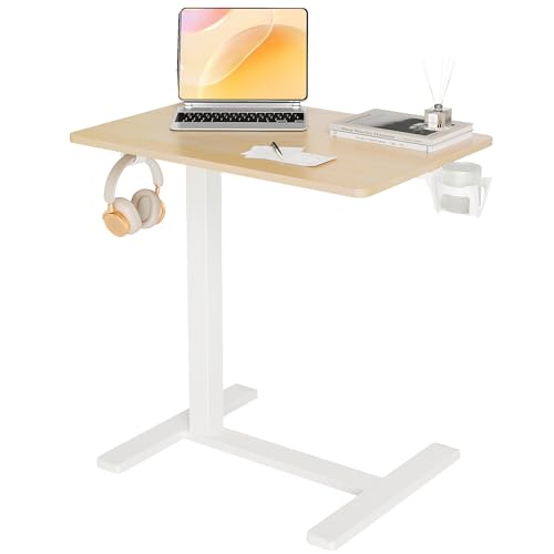 Image of Claiks Mobile Rolling Desk Small Portable Laptop Cart Bedside, 28 inch Oak