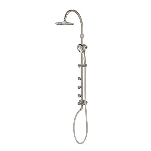 One-Day Sale: Up to 40% Off PULSE ShowerSpas 7001-BN Riviera Shower System with 8 Rain Showerhead, 3 Body Sprays, 5-Function Hand Shower, Brushed Nickel Finish