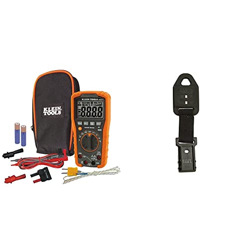 Klein Tools Mm600 Multimeter, Digital Auto-Ranging, Ac/Dc Voltage And Current, Temperature, Frequency, Continuity, More, 1000V & 69417 Rare-Earth Magnetic Hanger, With Strap #TOP11