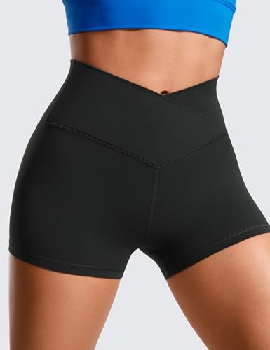 CRZ YOGA Womens Butterluxe Crossover Biker Shorts 3 Inches - Criss Cross High Waisted Workout Yoga Buttery Soft4