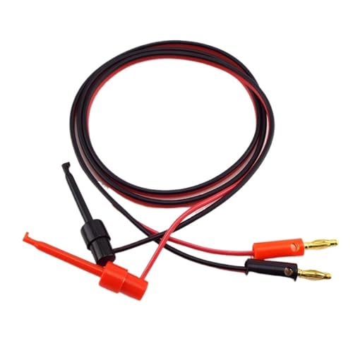 WUZDPRCJ 1 Pair 1M 4mm Banana Plug to Electric Hook Clip Test Lead Cable Gold Plated for Multimeter Test Leads Wire Connector red Black
