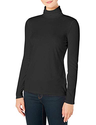 TAIPOVE Turtle Neck Top for Women Black Long-Sleeve Funnel-Neck Shirt Mock Turtleneck Slim Pullover Tops Jersey