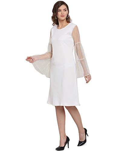 Image of OOMPH! Women's Western & Fusion wear Net A-Line Knee-Long Dress