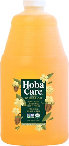 HobaCare Aceite de jojoba orgánico, aceite de jojoba 100% puro, prensado en frío para cuero cabelludo y uñas, aceite corporal hidratante para piel seca, aceite natural para cabello y barba para