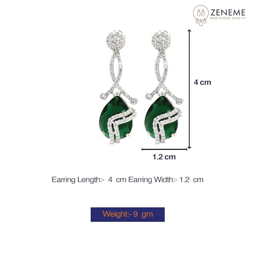 Rhodium-Plated American Diamond Drop Earrings